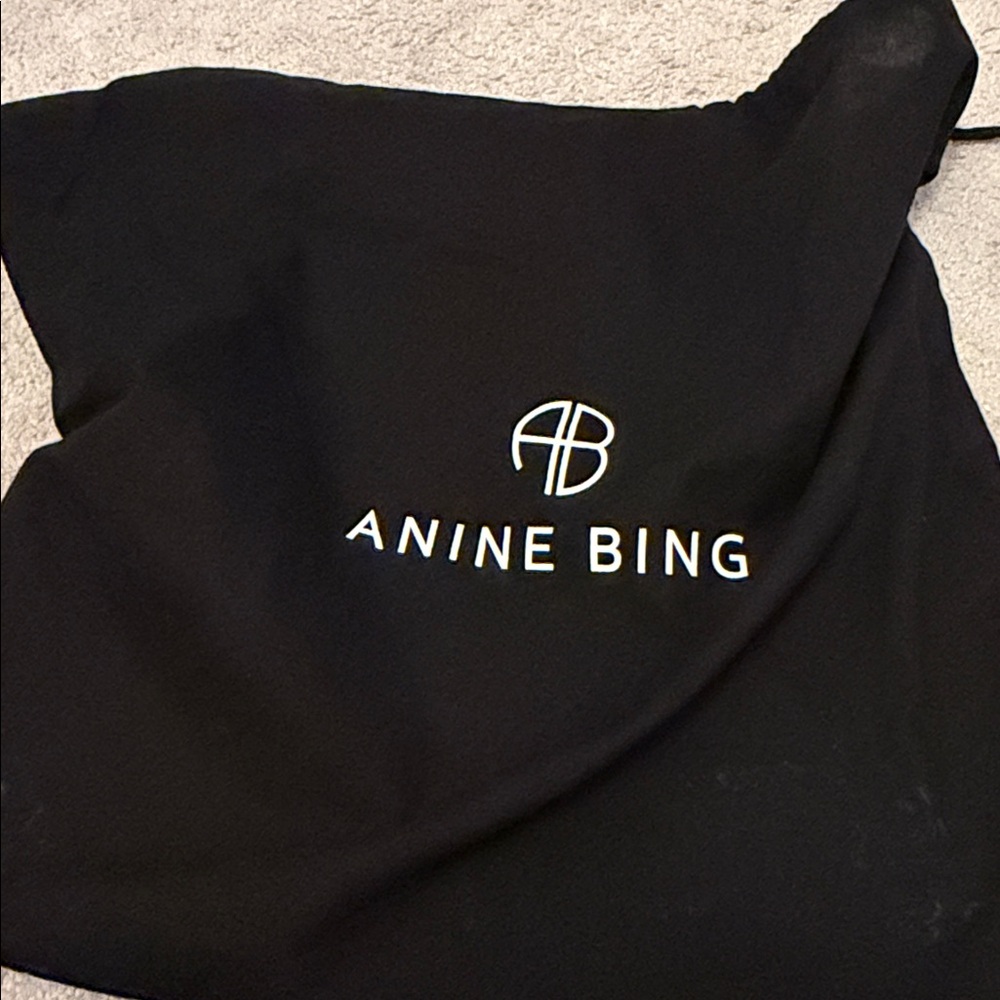 NWT ANINE BING Straw Tote Bag with Black Handles - Beige - Picture 5 of 10